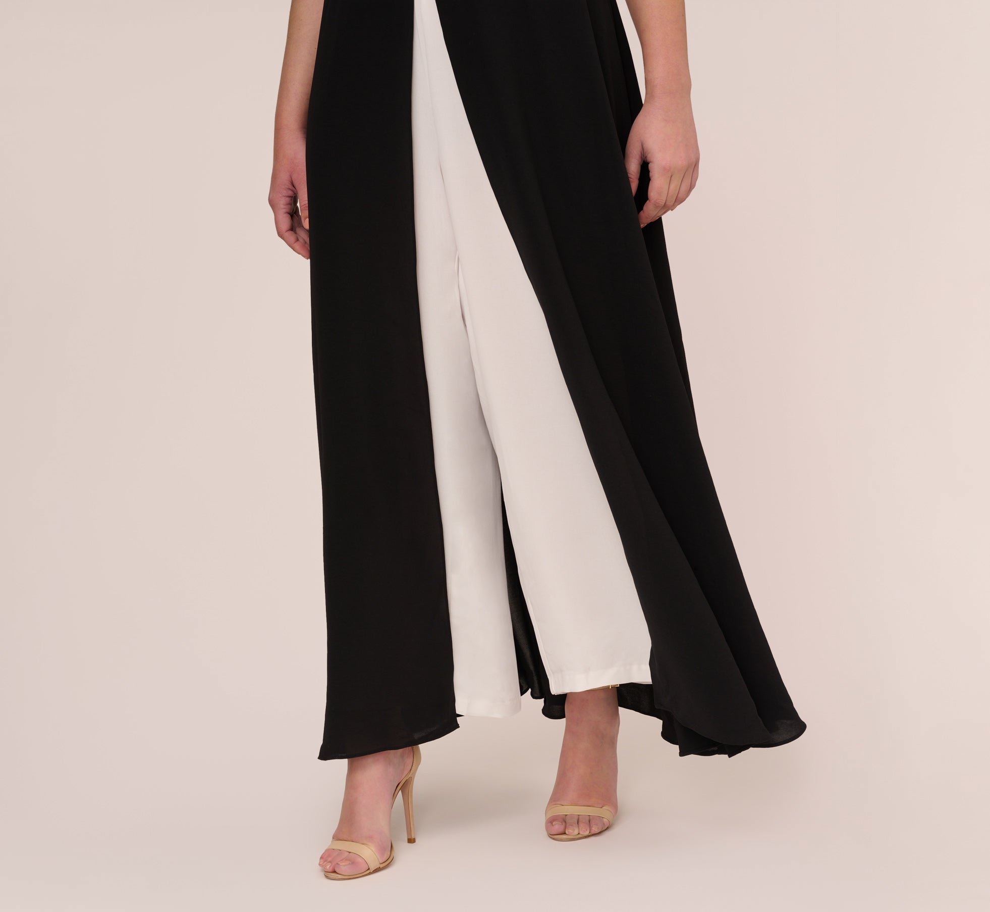 Plus Size Colorblock Jumpsuit With Skirt Overlay In Black Ivory、mySite、solidvoid