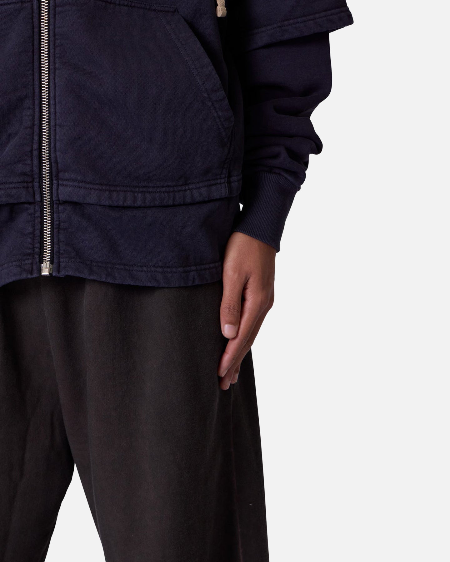 MNML Double Layer Zipper Sweater Washed Black、mySite、zt4zffjzw