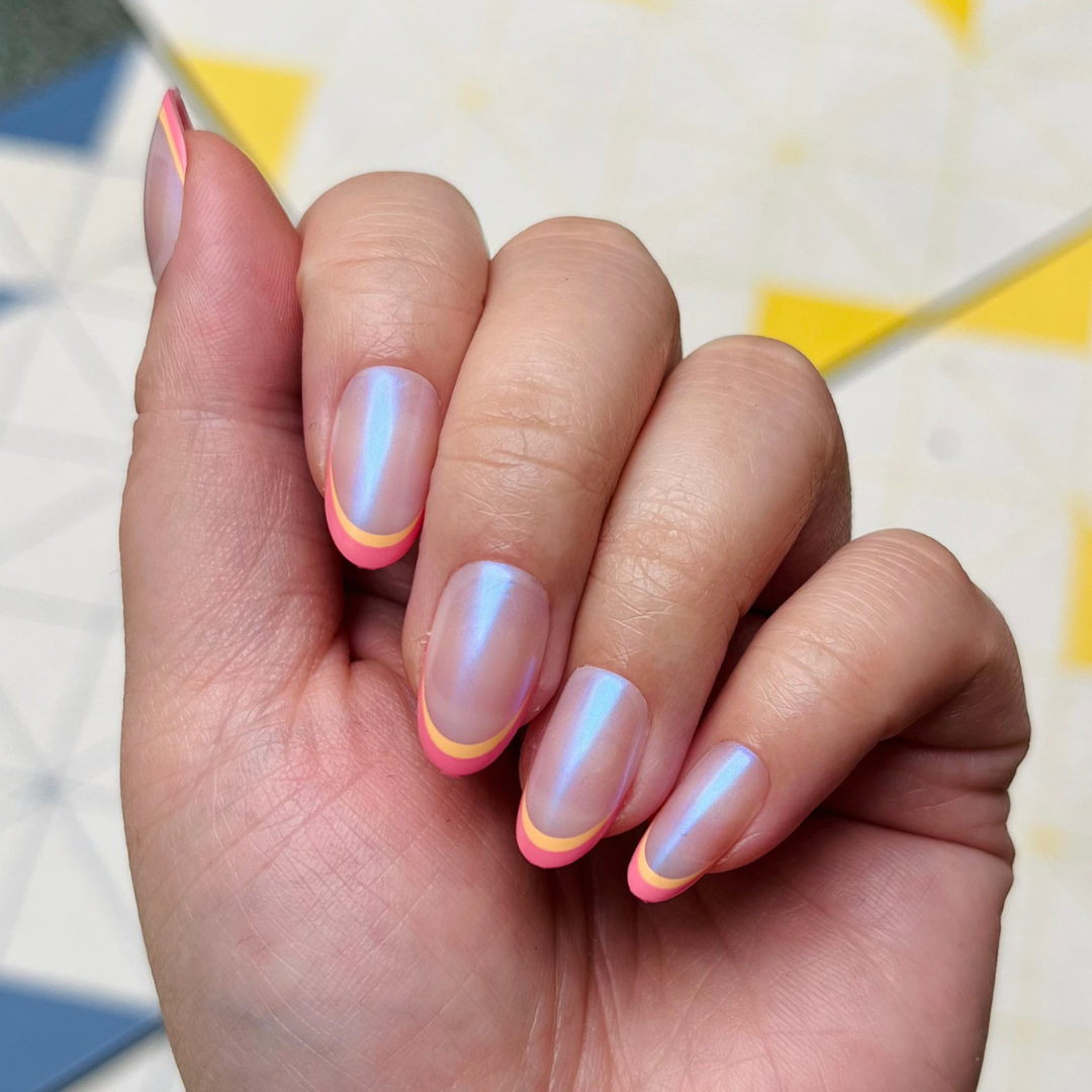 Sunset Double French - Press-On | Medium | Oval、mySite、solidvoid