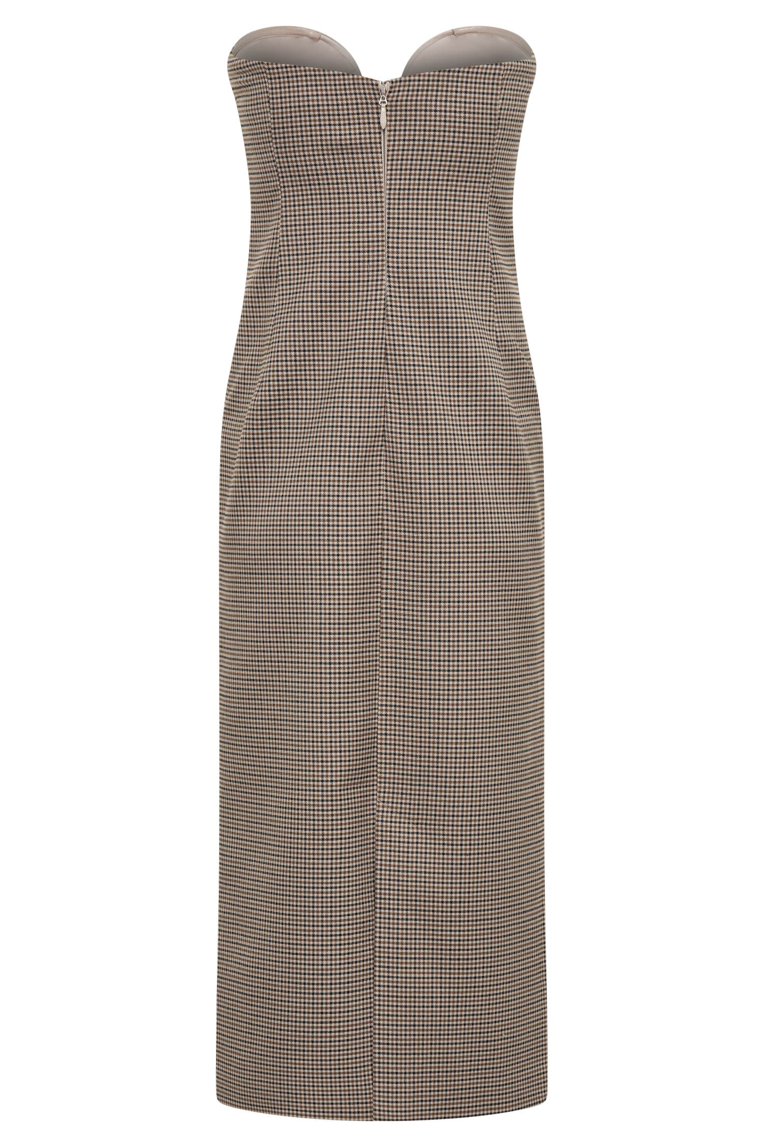 Christie Strapless Midi Dress - Tan Check、mySite、solidvoid