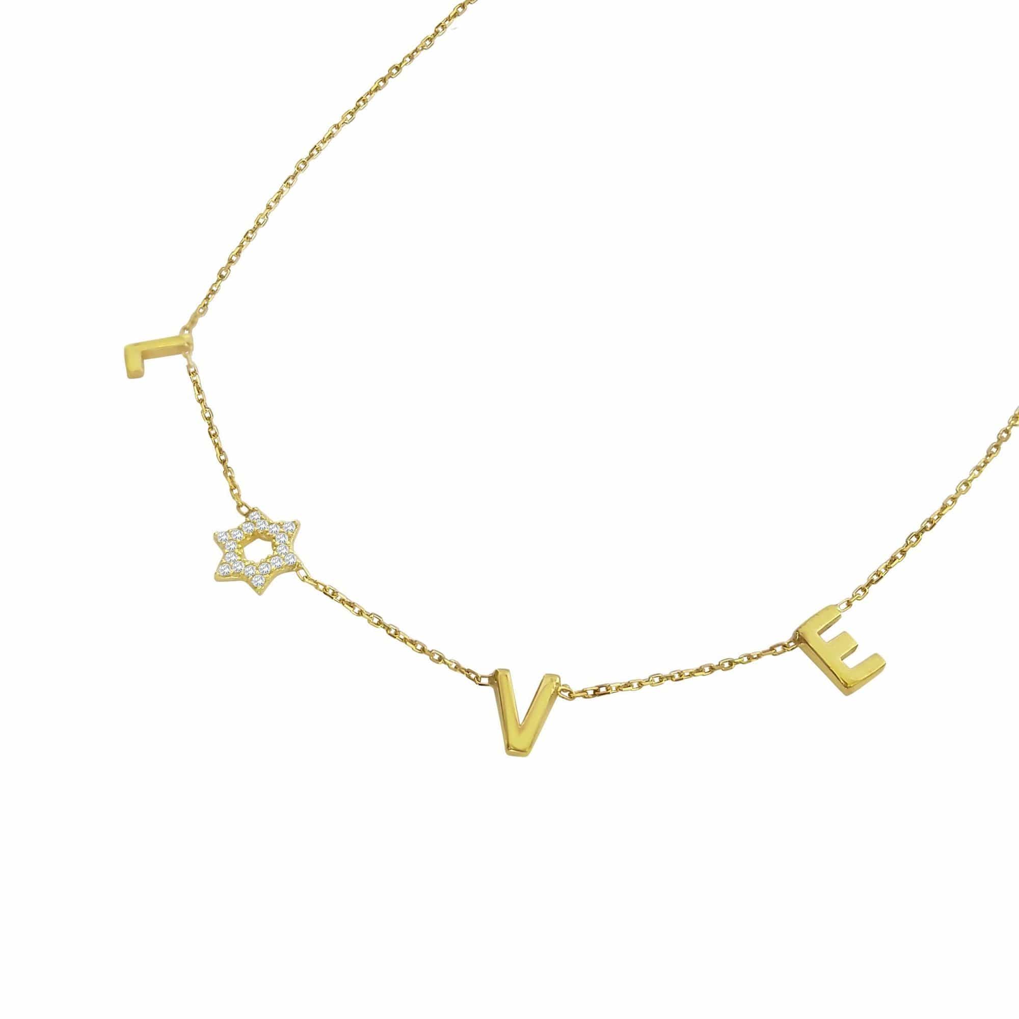 Love Necklace with a Sparkling Star of David - Silver, Gold or Rose Gold、mySite、topwebapps