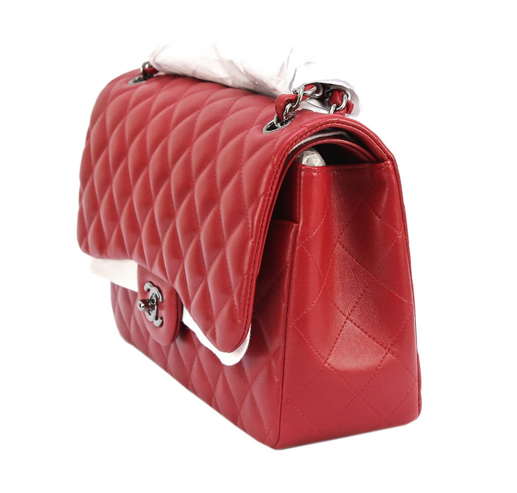 Chanel Jumbo Double Flap Bag Red Ruthenium Hardware、mySite、garminoutage.com