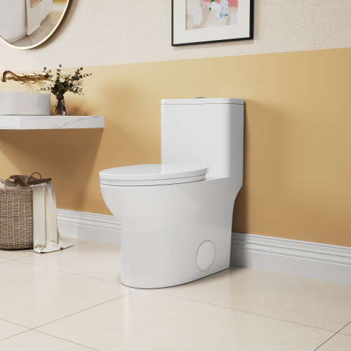 1.1/1.6 GPF Elongated Comfort Height Floor Mounted One-Piece Toilet, CUPC Certified, WaterSense Cetified, Ceramic, White Color, Soft Close Seat、、xpatfood