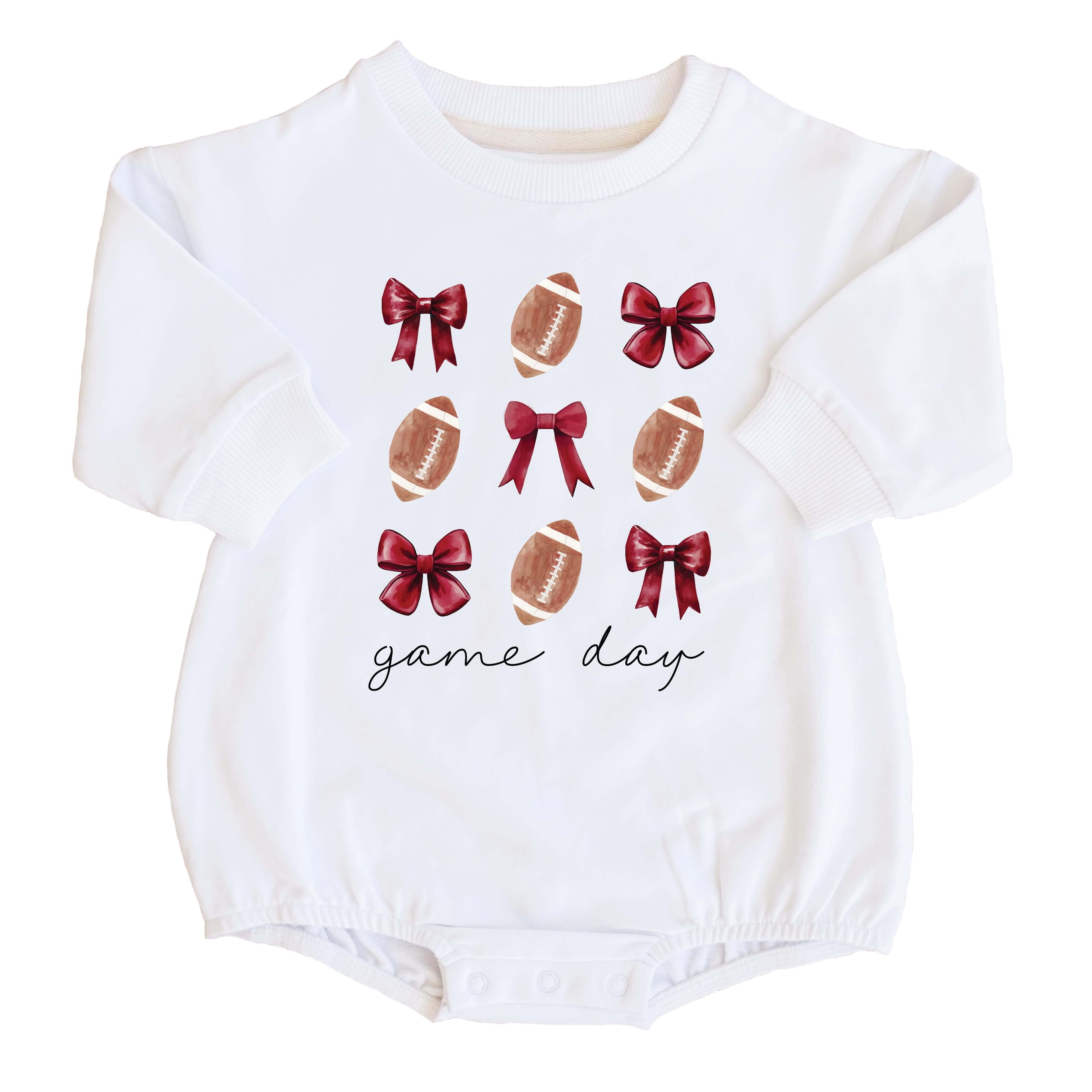  University of Arkansas | Football & Bows Graphic Sweatshirt Bubble Romper、mySite、layawaytickets