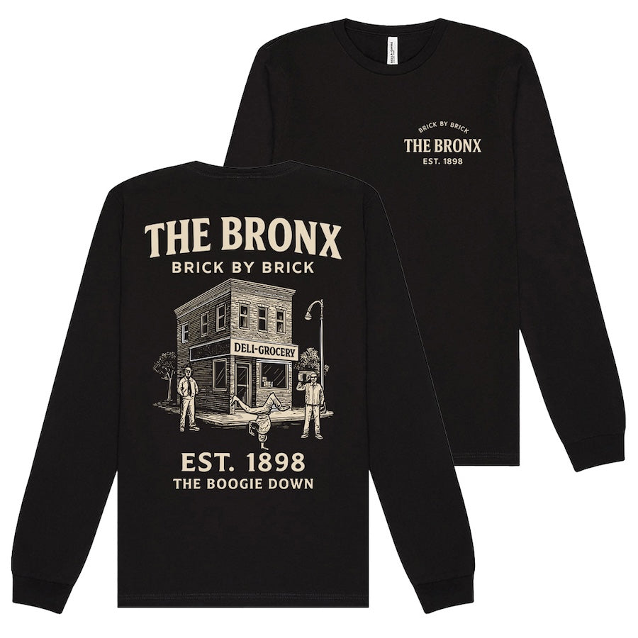 The Bronx: EST. 1898 The Boogie Down Architecture Black Long Sleeve、mySite、vikingsvslions