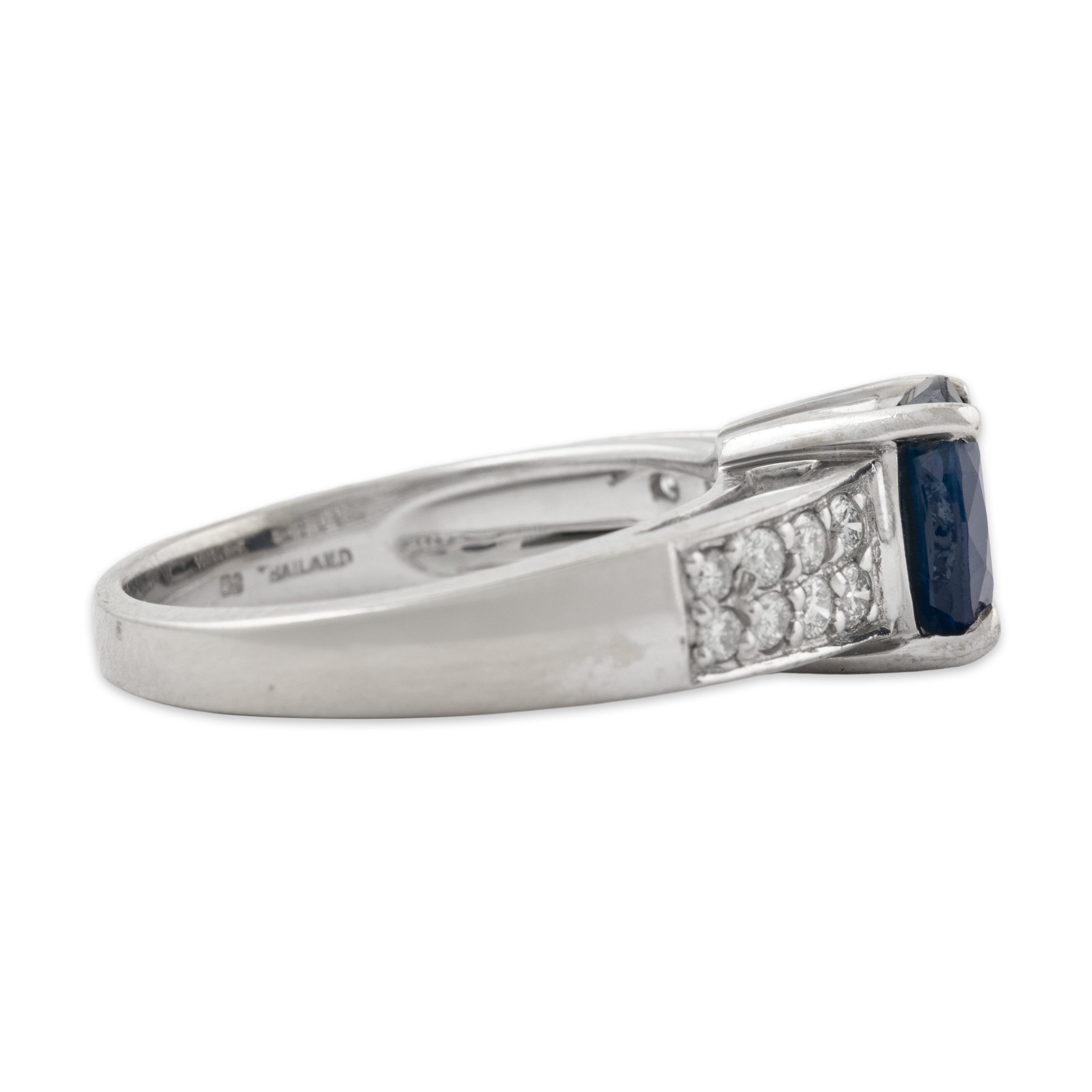 Vintage 14k White Gold 1.53ct Blue Sapphire .336cttw Diamond Statement Ring 6.50、mySite、hinf8tx79