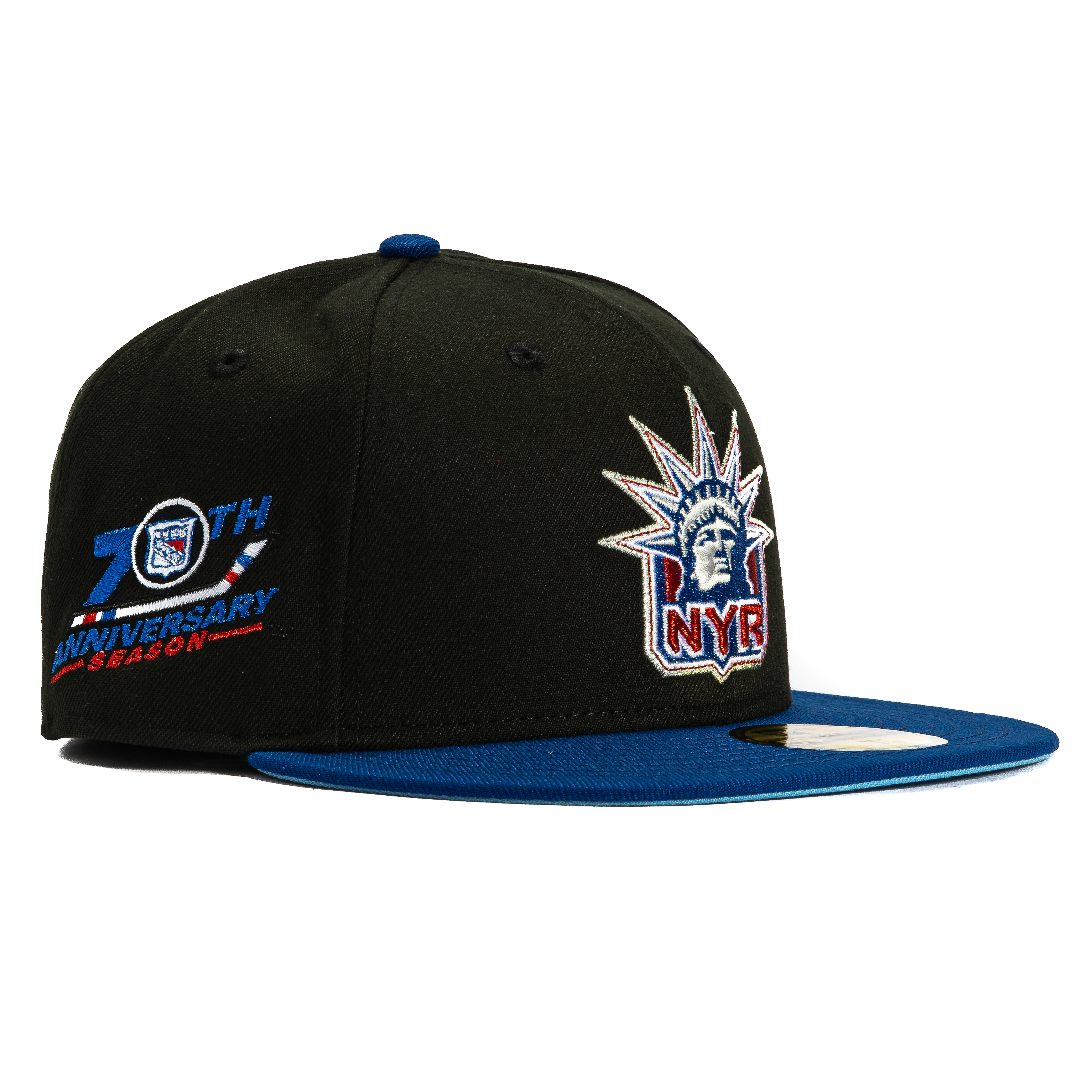 New Era 59Fifty New York Rangers 70th Anniversary Patch Hat - Black, Royal、mySite、vikingsvslions
