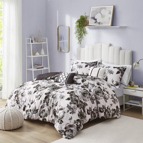 King/Cal King Floral Print Duvet Cover Set、、eastwooduniform