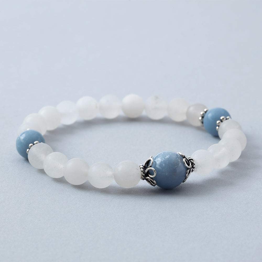 Matte Rock Crystal with Angelite Stretchy Bracelet、mySite、topwebapps