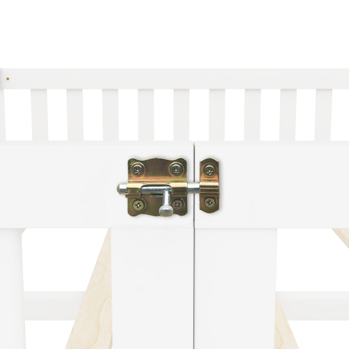Twin Size Bed Floor Bed with Safety Guardrails and Door for Kids, Natural(Old SKU: W158090686)、、casual