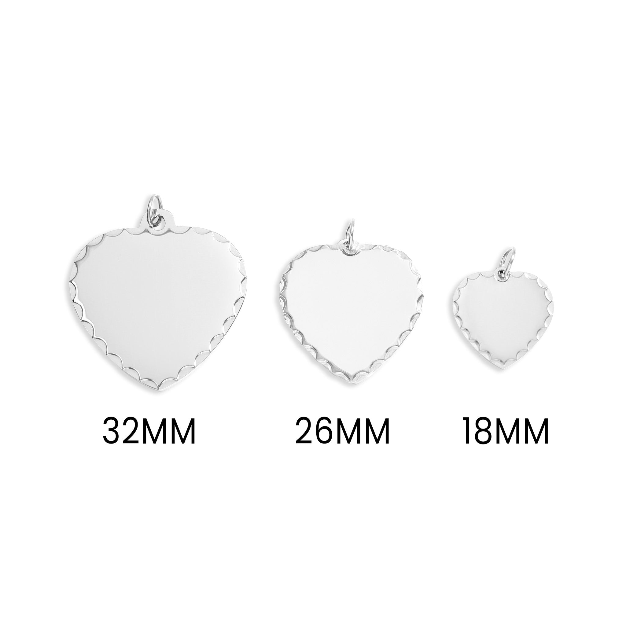 18K Gold PVD Stainless Steel Scalloped Edge Blank Heart Pendant / SBB0051、mySite、dreamappss