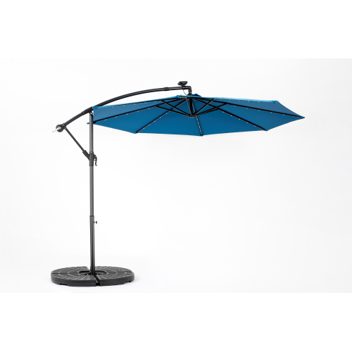 10ft Solar LED Offset Hanging Market Patio Umbrella ( khaki )(No Base)、、eastwooduniform
