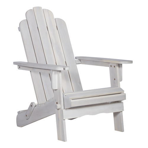 Classic Solid Acacia Wood Adirondack Patio Chair - White Wash、、casual