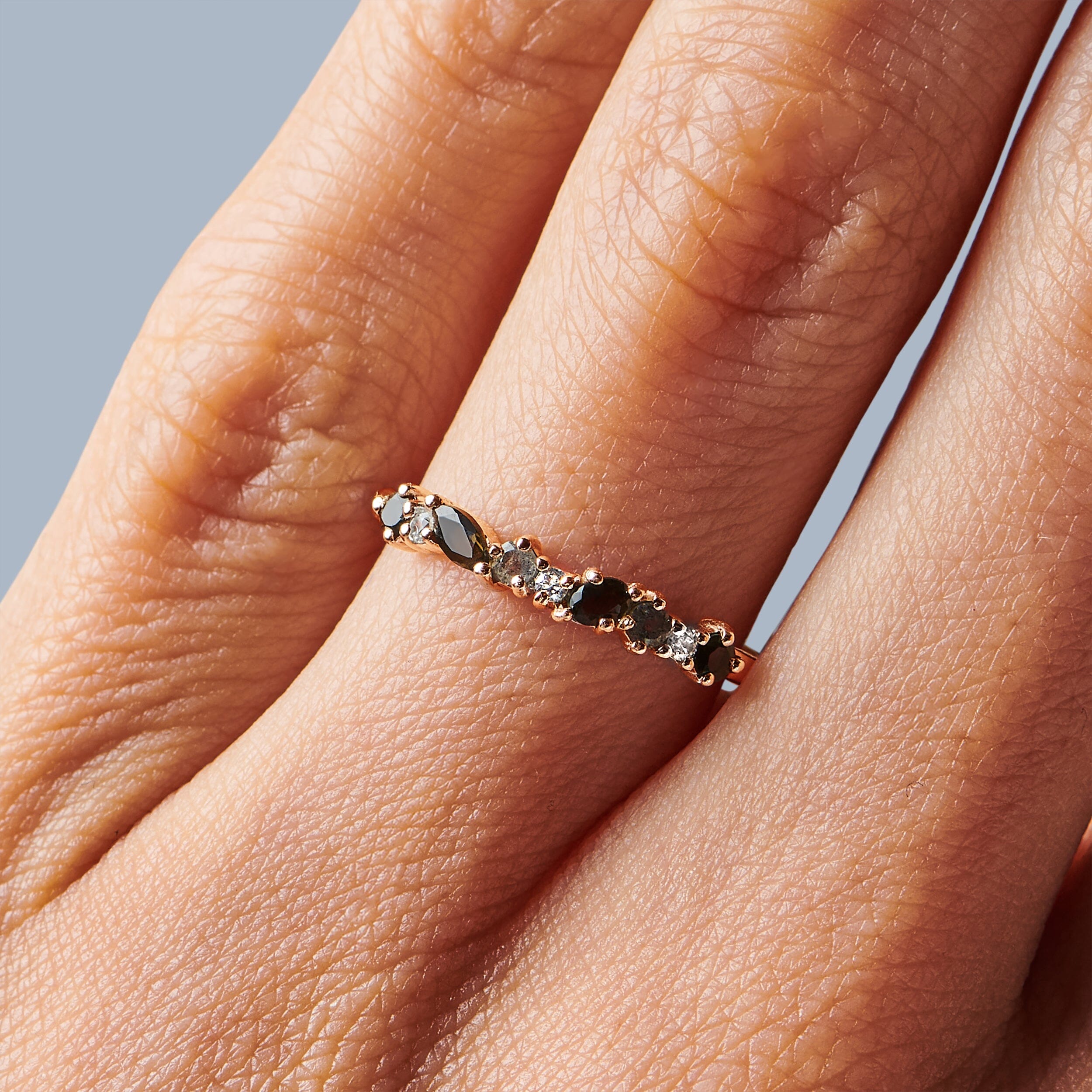 Black Obsidian White Zircon Ring - Grace、mySite、hinf8tx79