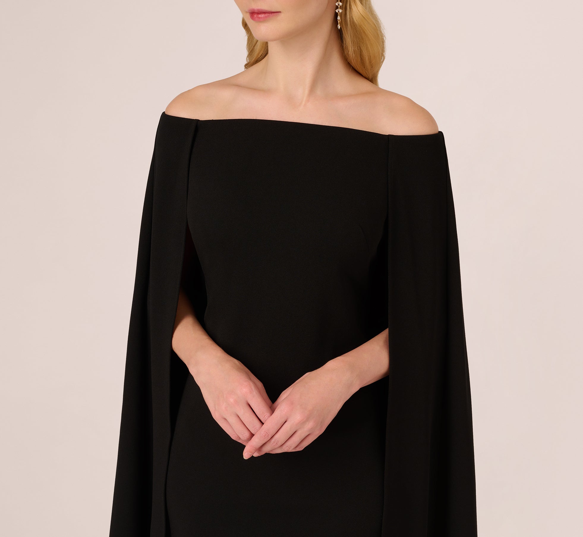 Off The Shoulder Cape Dress In Black、mySite、solidvoid