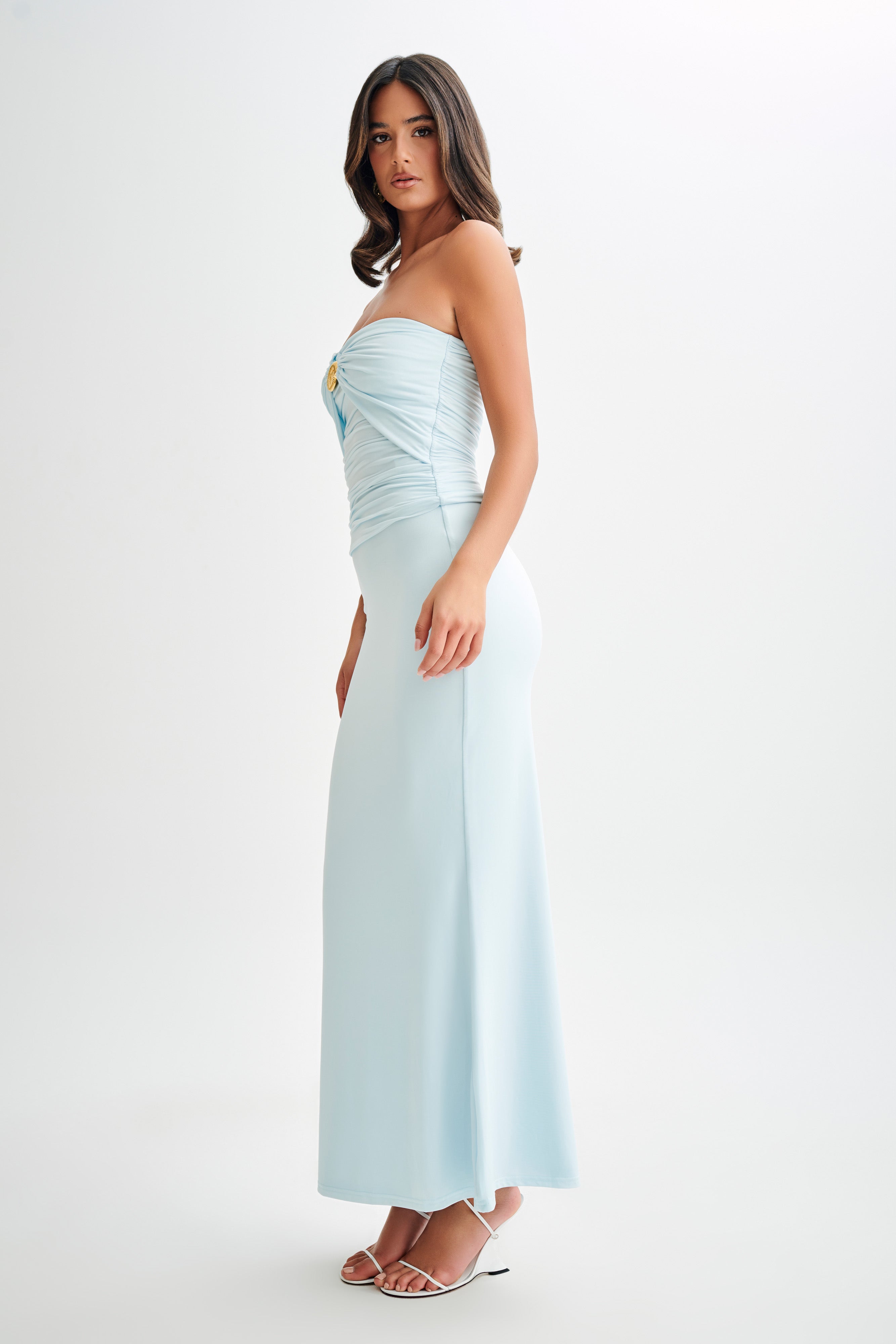 Bruna Slinky Fishtail Maxi Skirt - Sky Blue、mySite、solidvoid