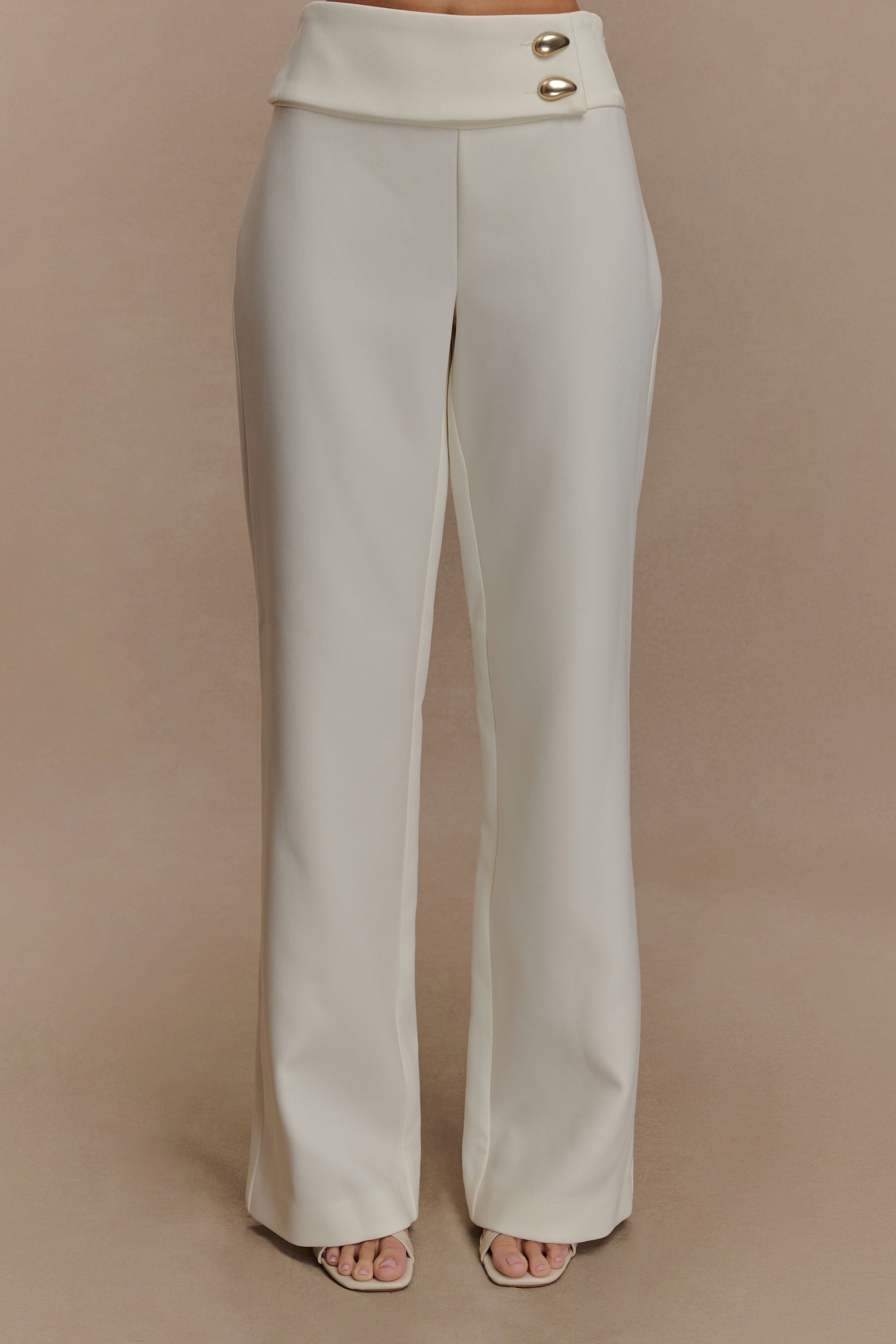 Lindie Straight Leg Suiting Pants - Ivory、mySite、solidvoid
