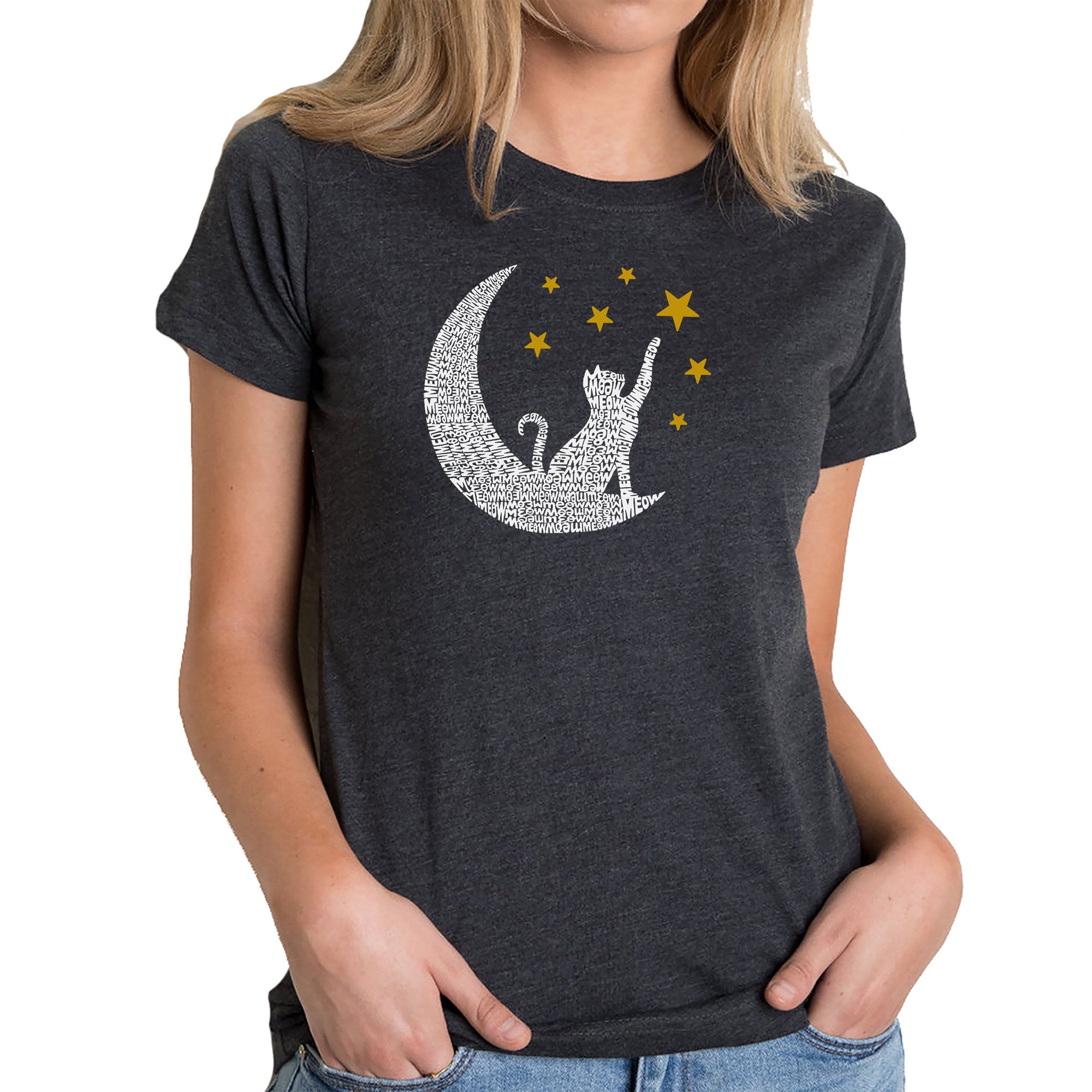 Cat Moon - Women's Premium Blend Word Art T-Shirt、mySite、camillekostekn