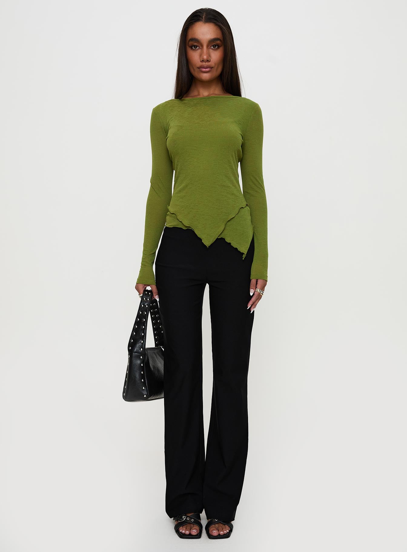 I Know You Backless Long Sleeve Top Green、mySite、solidvoid