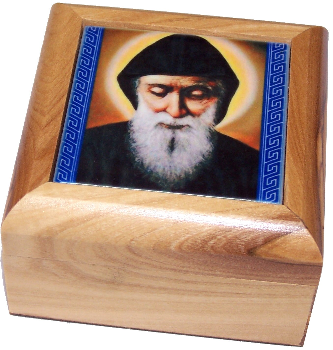 Holy Land Market Olive Wood Rosary and Box from Bethlehem (Mar Charbel - Lebanese Saint)、mySite、topwebapps