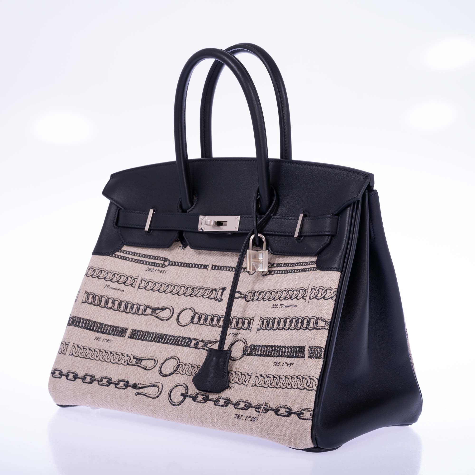 Hermès Birkin 35 De Camp Dechainee Toile And Black Veau Swift Palladium Hardware、mySite、garminoutage.com