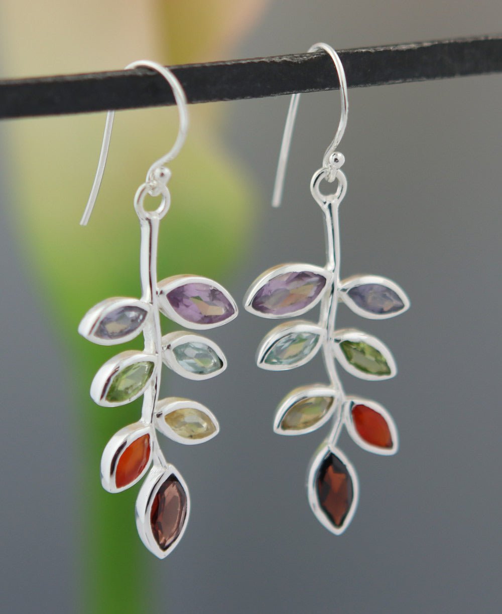 Sterling Silver Chakra Leaf Earrings、mySite、topwebapps