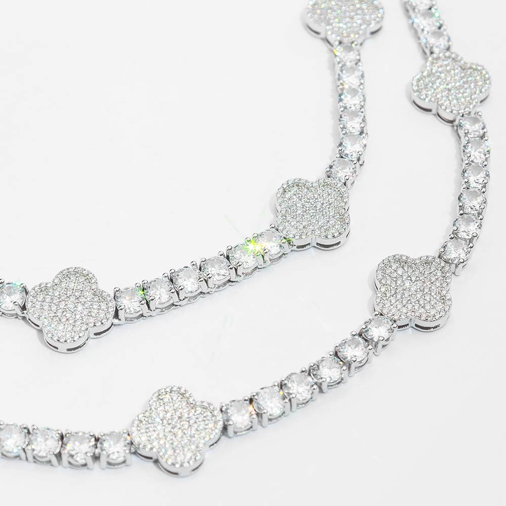5MM Four Leaf Moissanite Tennis Chain 14K Gold、mySite、hinf8tx79