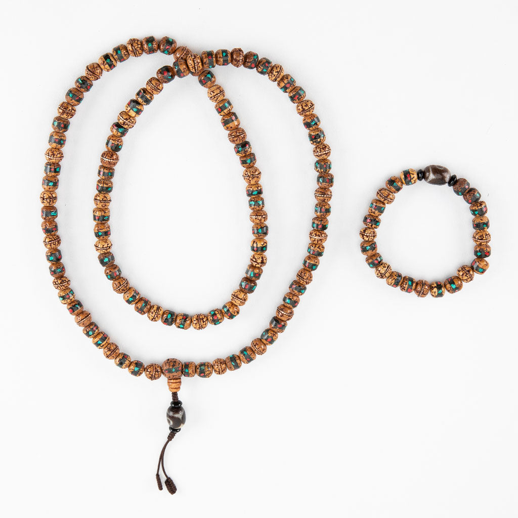 Inlaid Rudraksha Turquoise Mala and Bracelet、mySite、topwebapps