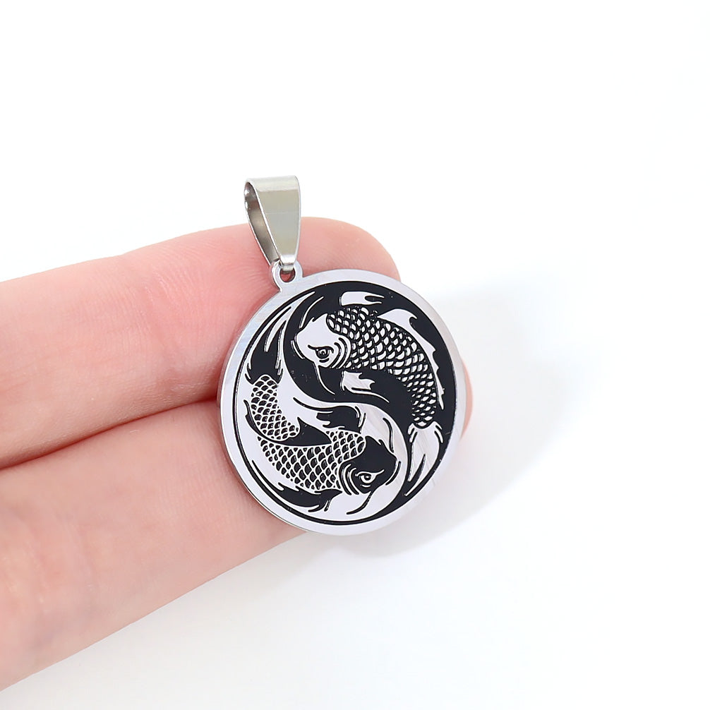 18K Gold PVD Stainless Steel Yin & Yang Koi Fish Pendant / PDL0124、mySite、dreamappss