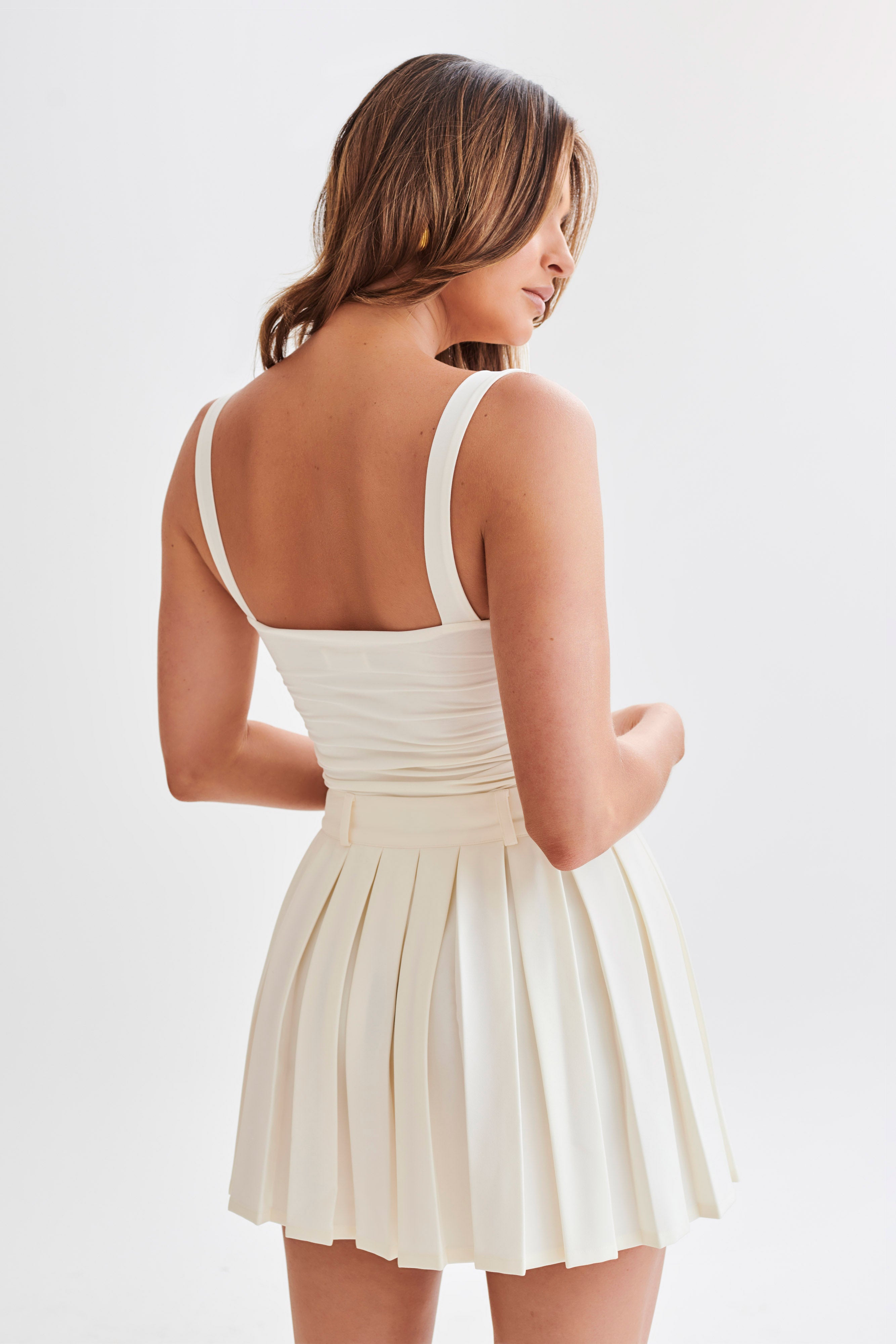 Hailey Slinky Long Line Sweetheart Top - Ivory、mySite、solidvoid