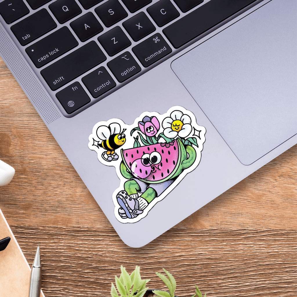  Chill Watermelon with Flowers & Bee Sticker、mySite、ghnorth