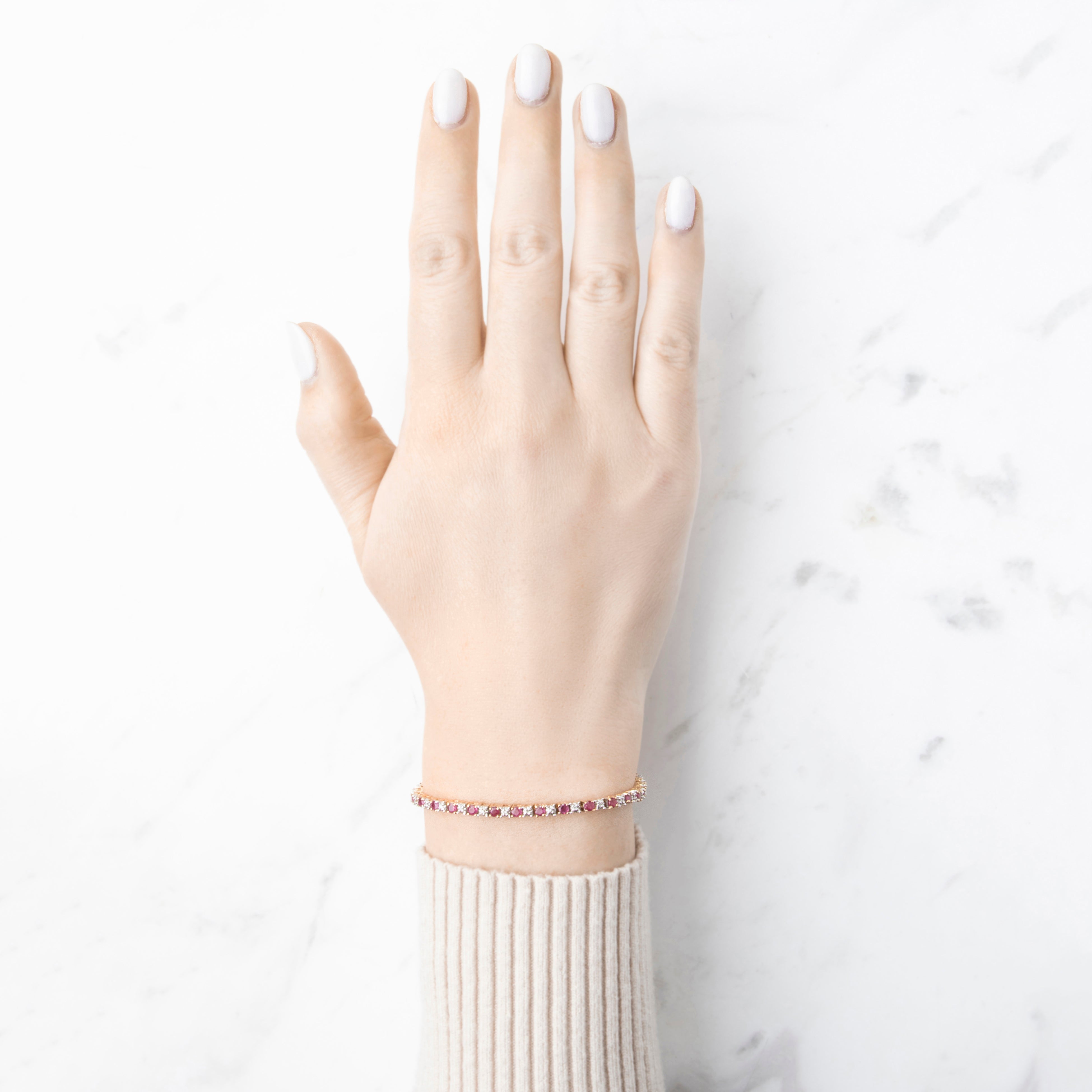 Vintage 14k Yellow Gold 2.7cttw Ruby Diamond Line Bracelet 7、mySite、hinf8tx79