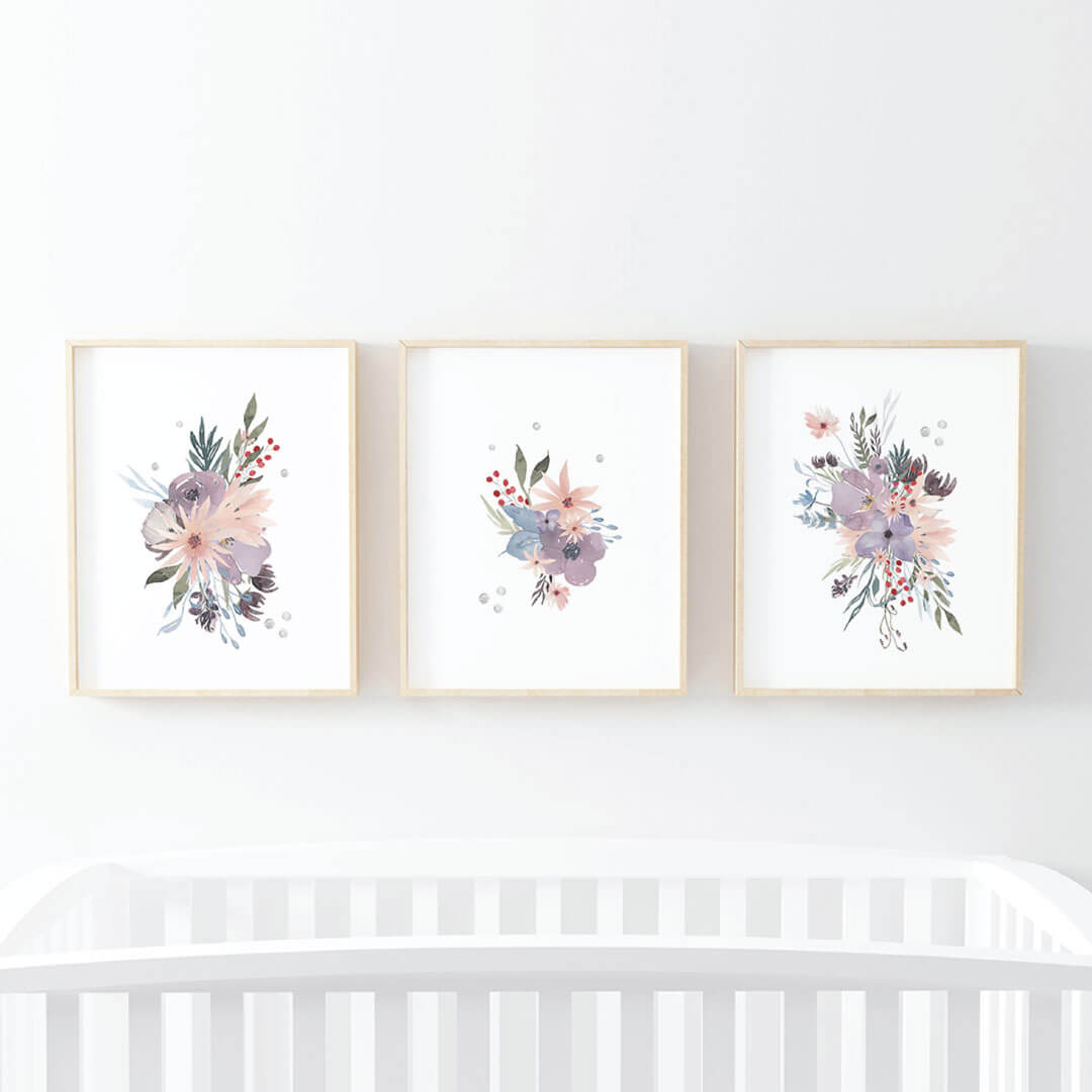  Rowan's Dusty Purple Floral Digital Nursery Art Group、mySite、layawaytickets