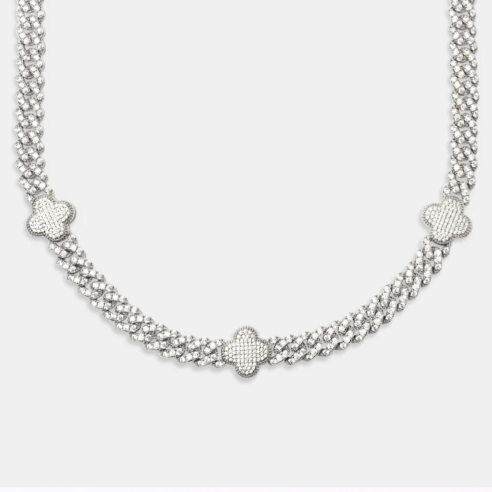 8MM Four Leaf Moissanite Cuban Link Chain 14K Gold、mySite、hinf8tx79