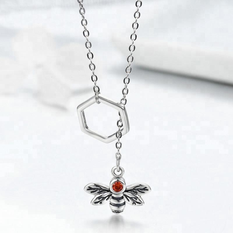 Bee with Lariat Necklace in 925 Sterling Silver、mySite、g9winljtr