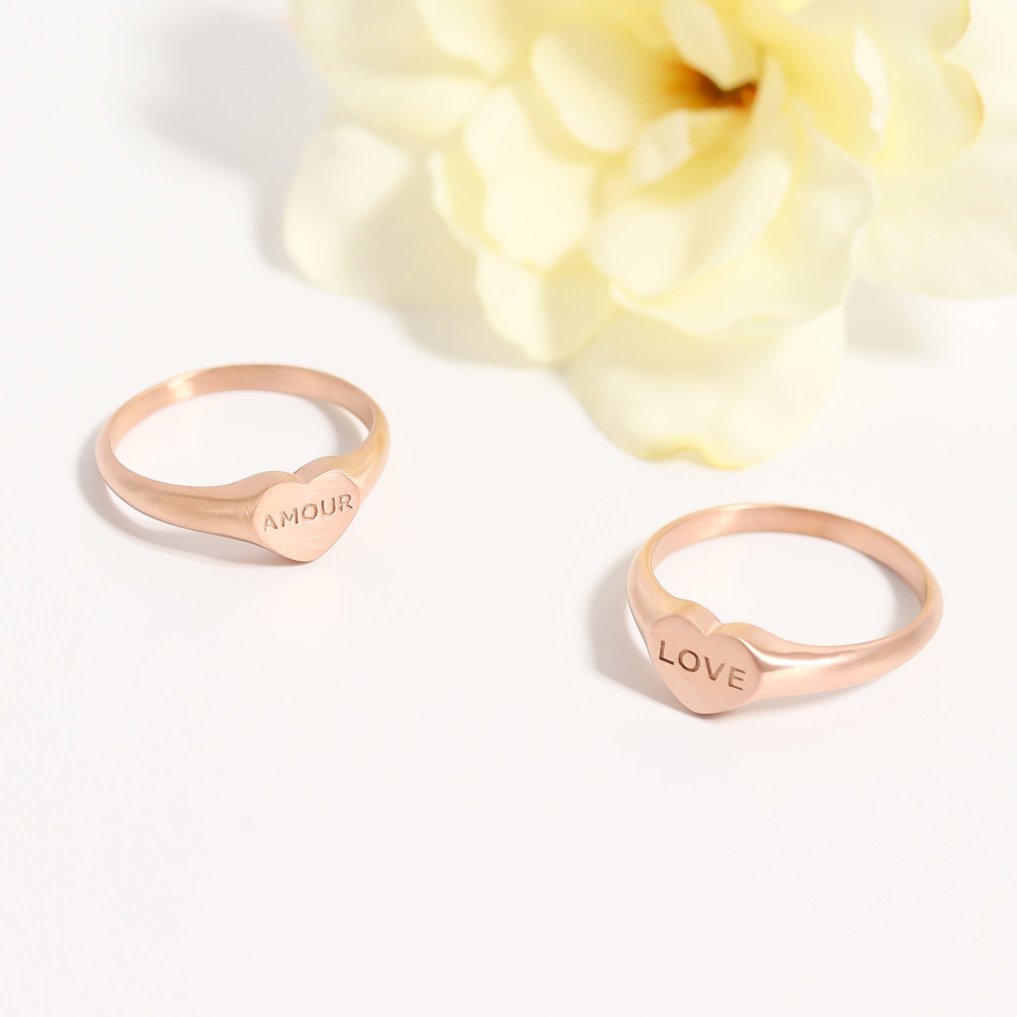 18K Gold PVD Stainless Steel Amour Heart Signet Ring / ESR0006、mySite、dreamappss