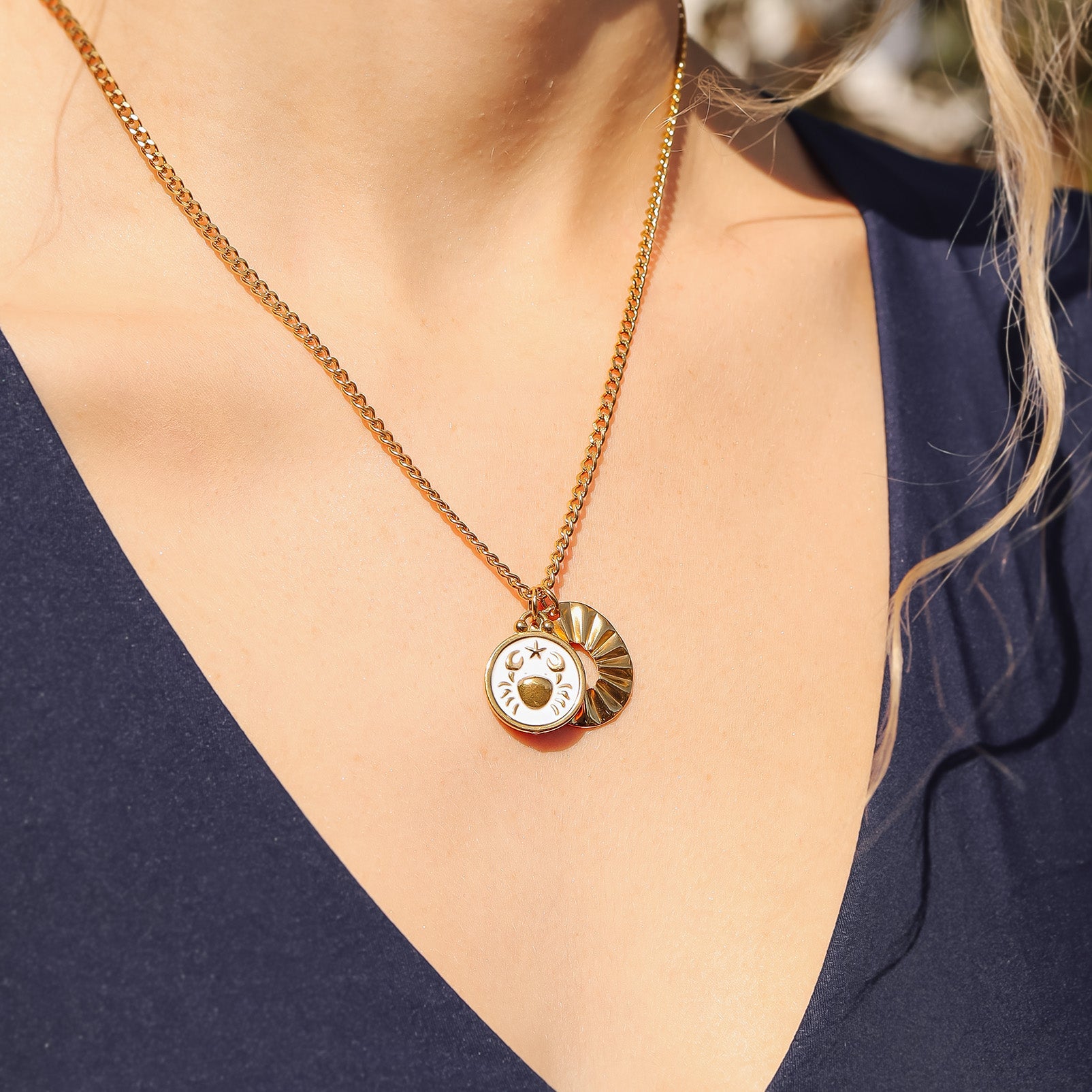 18K Gold PVD Stainless Steel Crimped Oval Charm / PDL0057、mySite、dreamappss