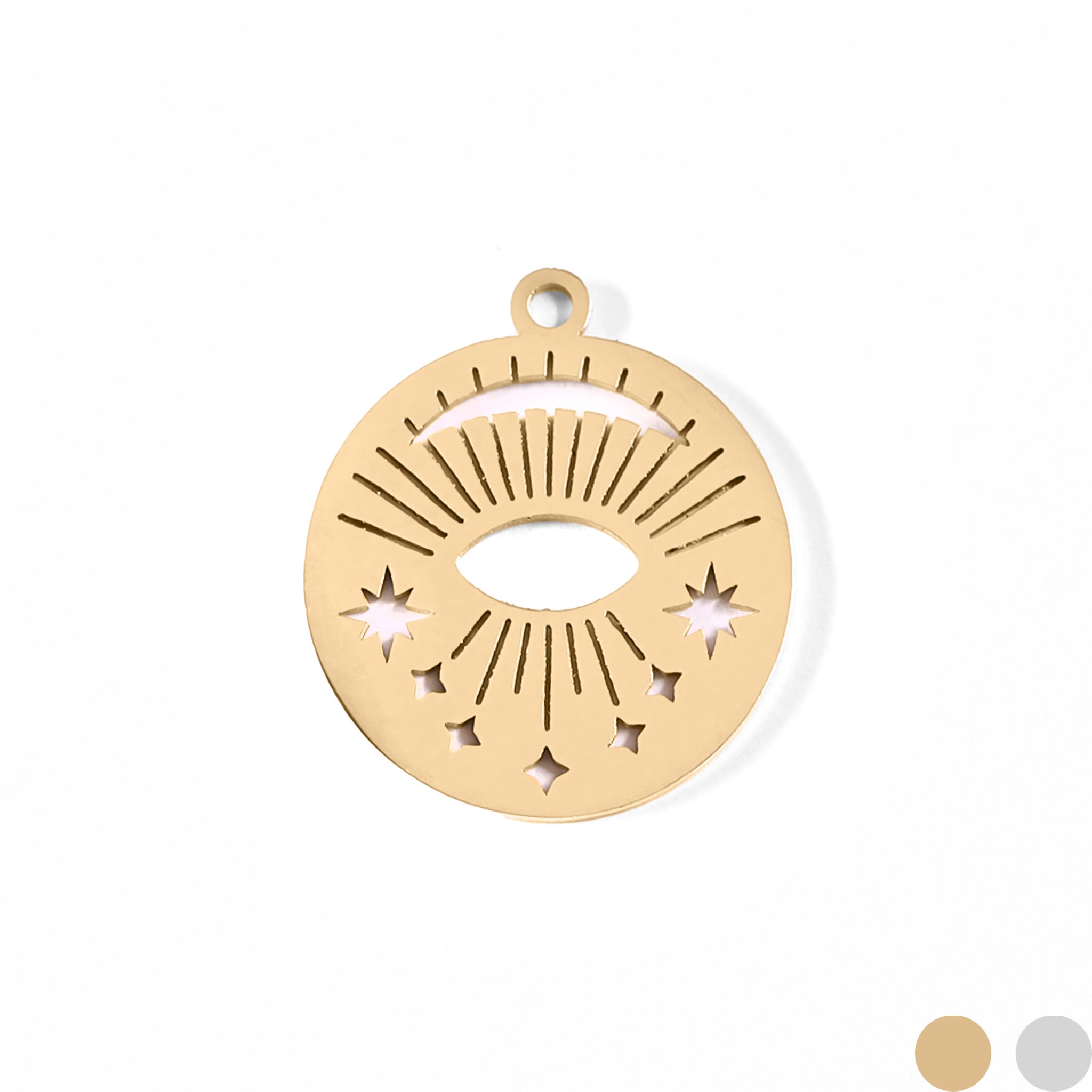 18K Gold PVD Stainless Steel Sun Ray Evil Eye Charm / PDL0038、mySite、dreamappss