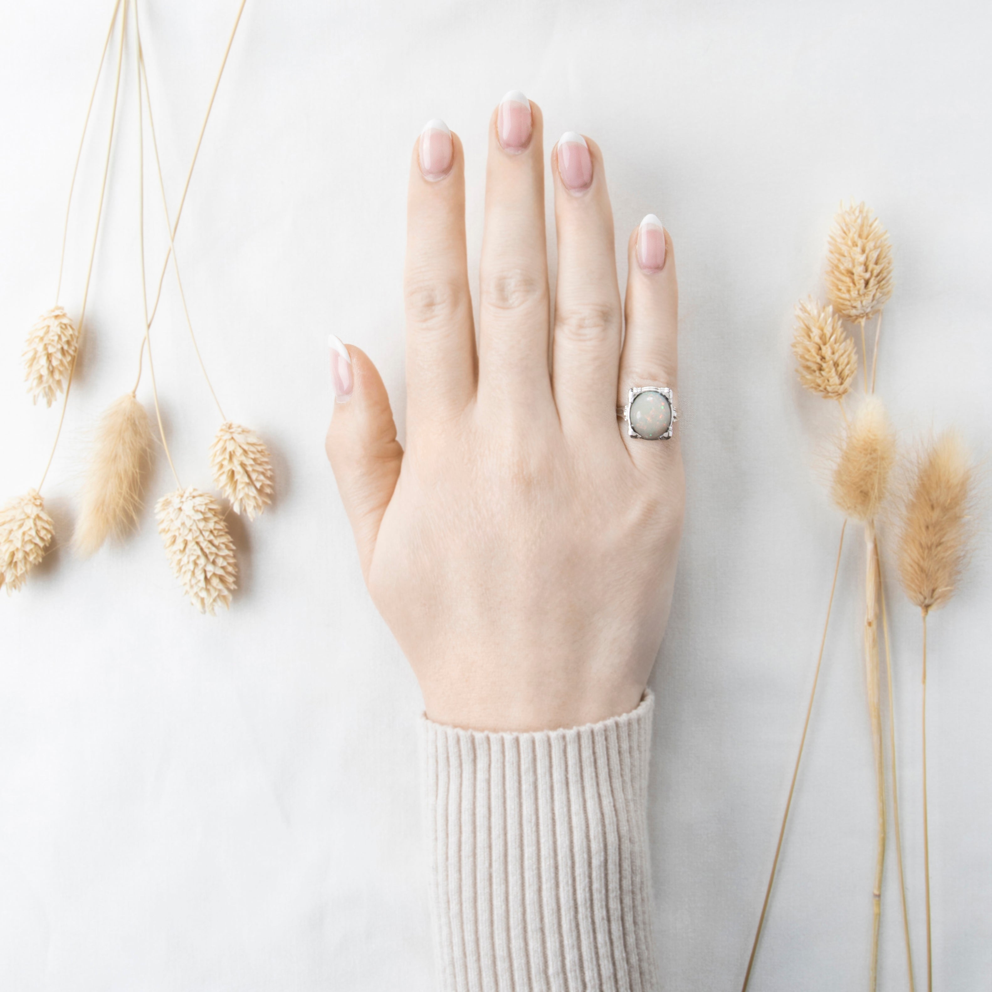 Antique Art Deco 14k White Gold 2.77ct Opal Ring 5.50、mySite、hinf8tx79