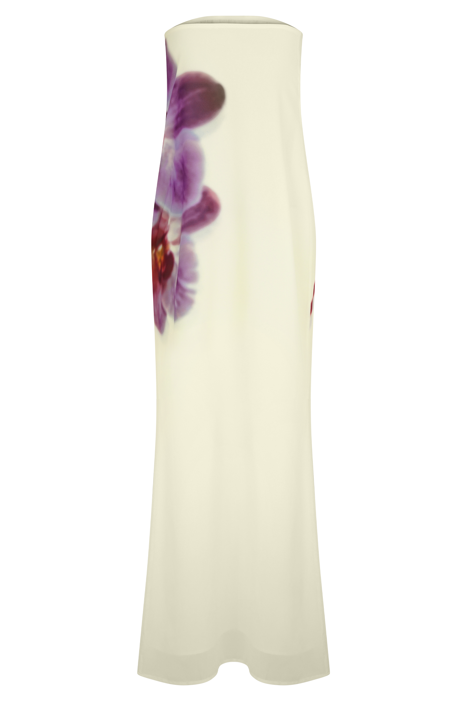 Amaya Strapless Chiffon Maxi Dress - Ivory Koi Orchid Print、mySite、solidvoid