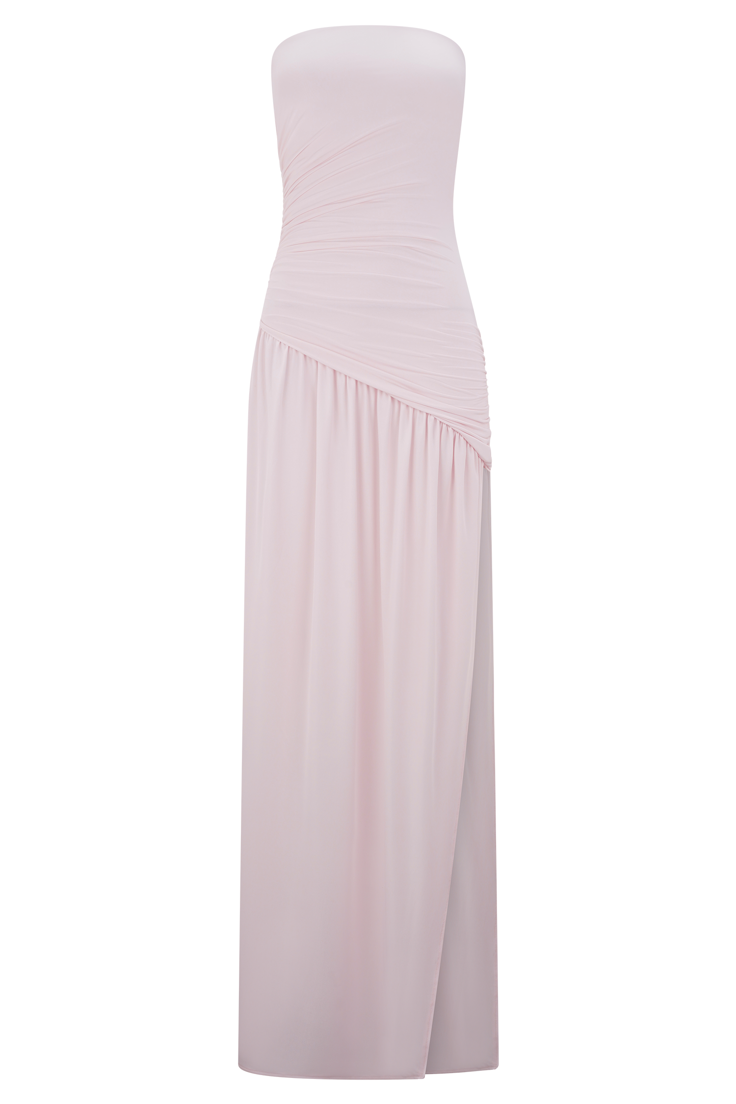 Bex Strapless Slinky Maxi Dress With Split - Pale Pink、mySite、solidvoid
