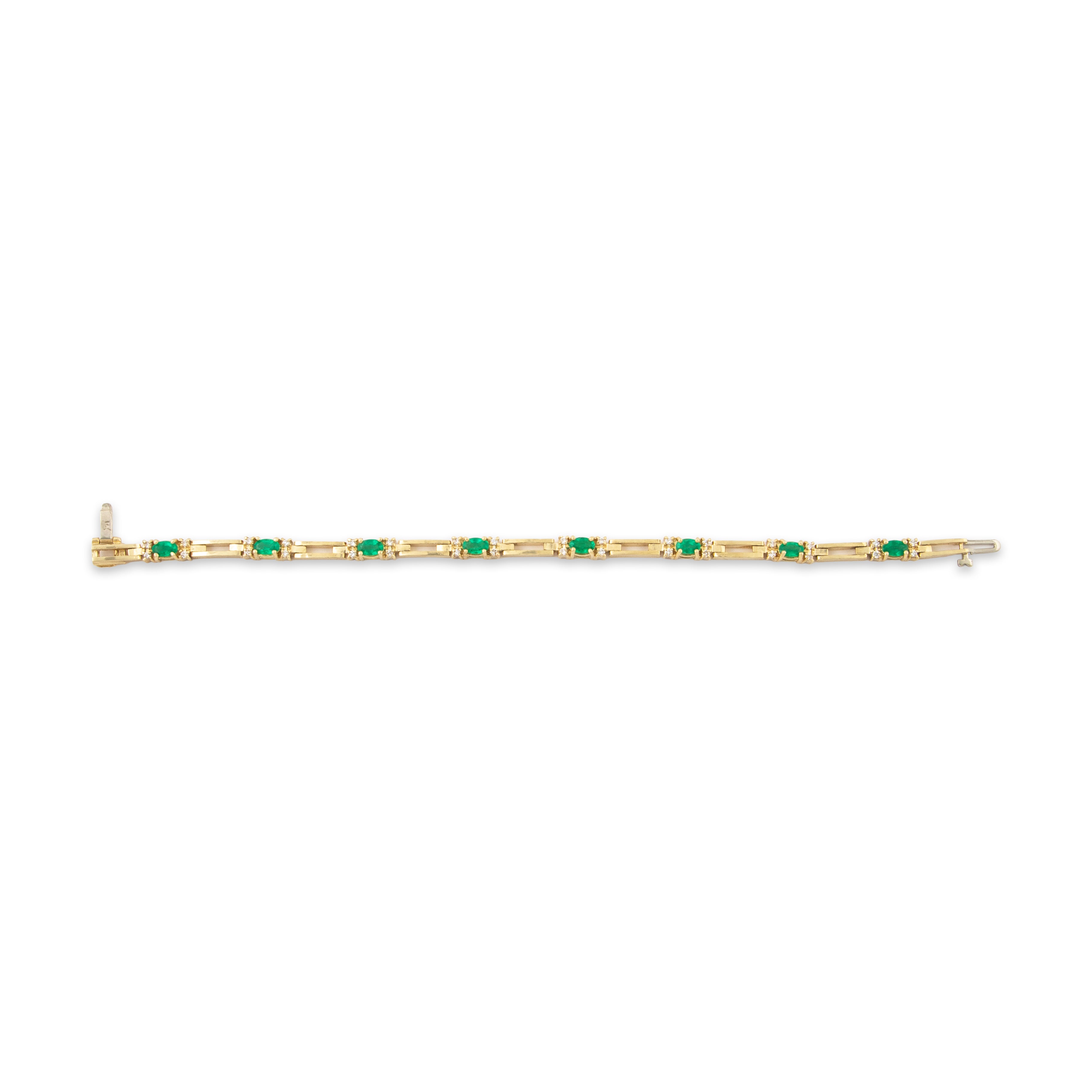 Vintage Heavy 14k Yellow Gold 1.6cttw Emerald .45cttw Diamond Bracelet 6.5、mySite、hinf8tx79