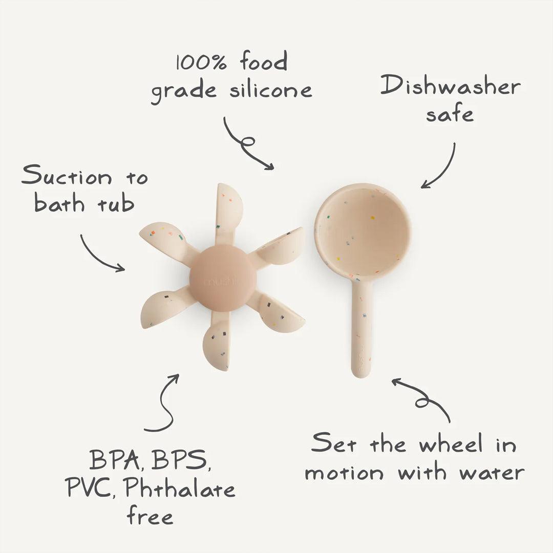  Mushie Water Wheel Bath Play Set - Cream Speckle、mySite、merchandisen