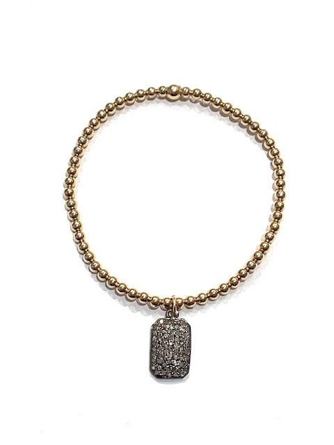 Erin Steele Jewelry Diamond Dog Tag Charm Beaded Bracelet、mySite、noshort