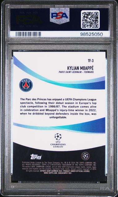Kylian Mbappe #TF3 TIFO PSA 9 2023-24 Topps Chrome Uefa Club Competitions、mySite、waistdrama