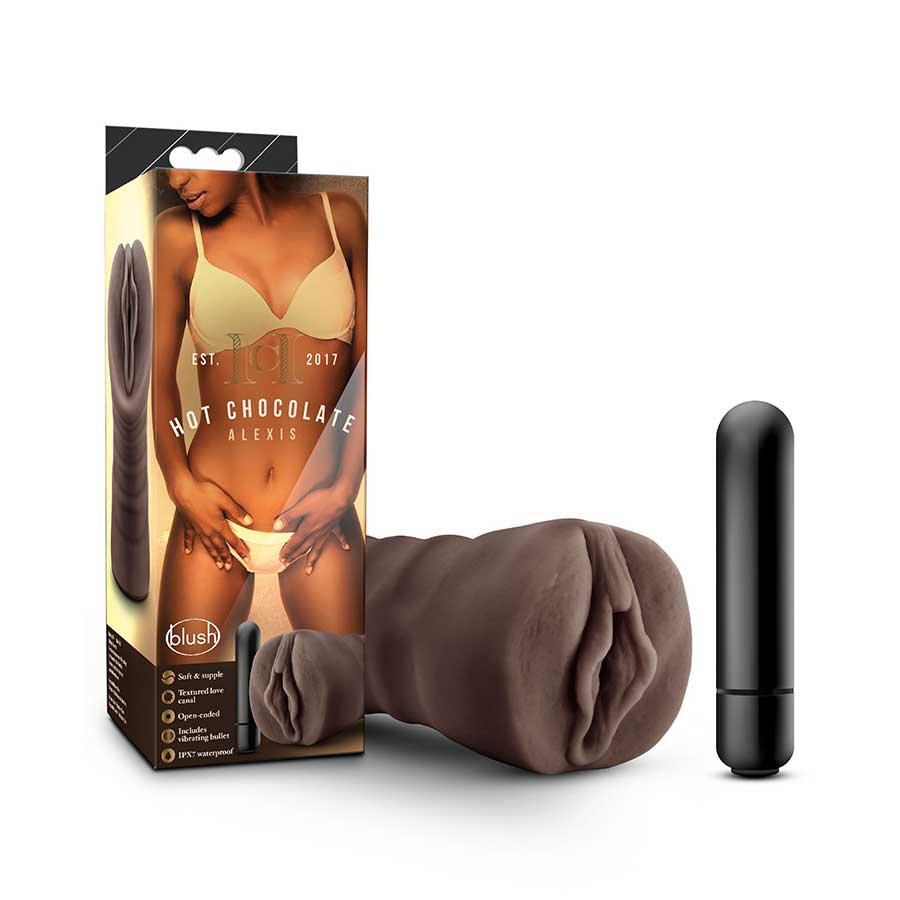 Hot Chocolate Alexis Black Vibrating Pocket Pussy by Blush Novelties、mySite、bottomscart