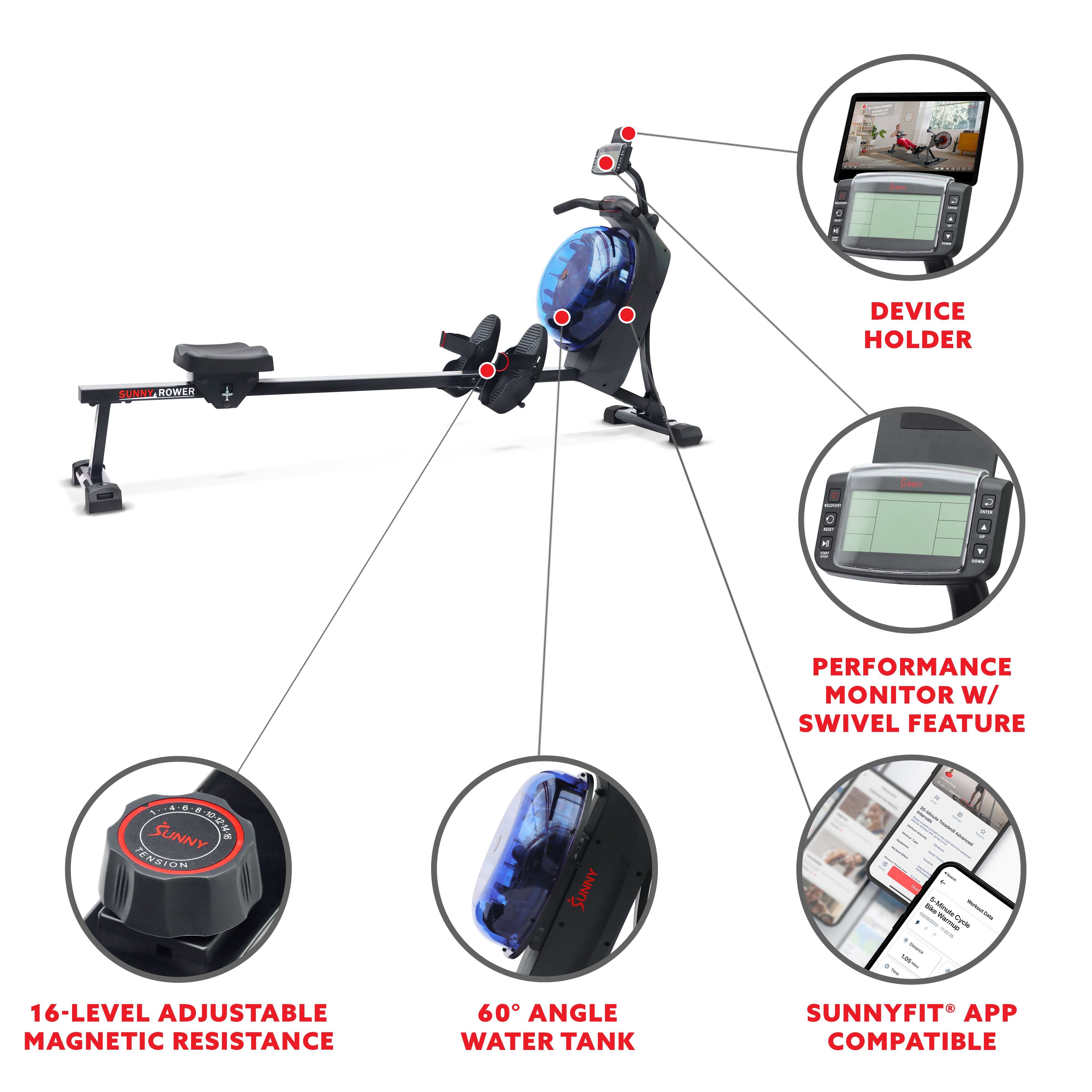  Hydro + Dual Resistance Smart Magnetic Water Rowing Machine、mySite、ghnorth