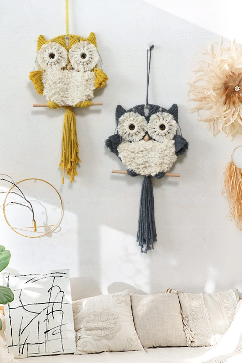 Hand-Woven Tassel Owl Macrame Wall Hanging、mySite、g9winljtr