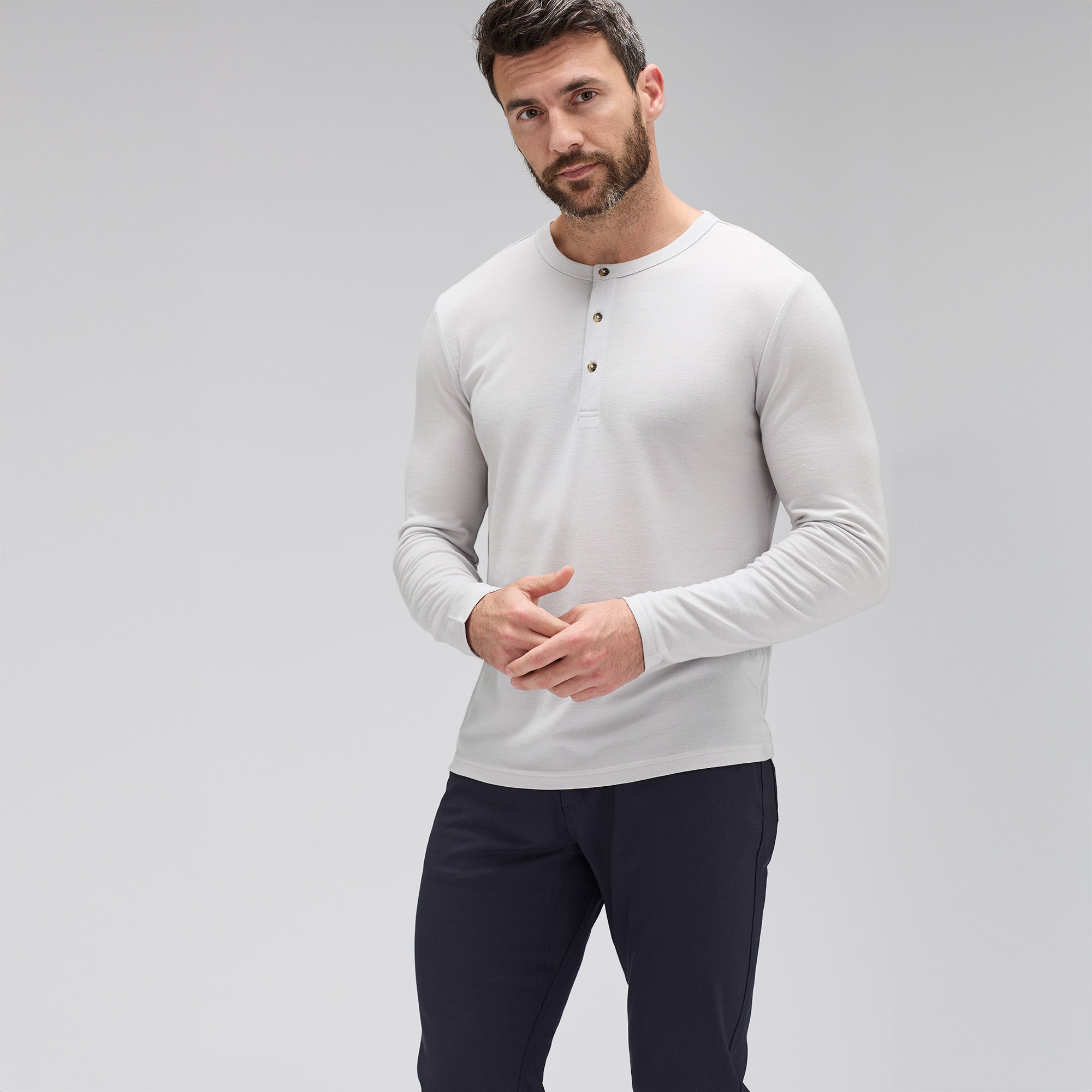 Men's Long Sleeve Merino Henley、mySite、noshort
