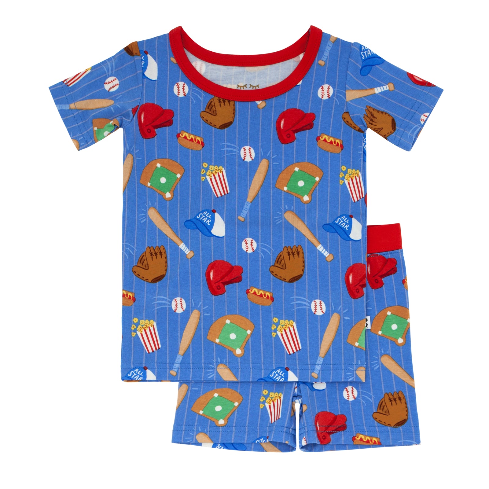 Blue All Stars Two-Piece Short Sleeve & Shorts Pajama Set、mySite、g9winljtr